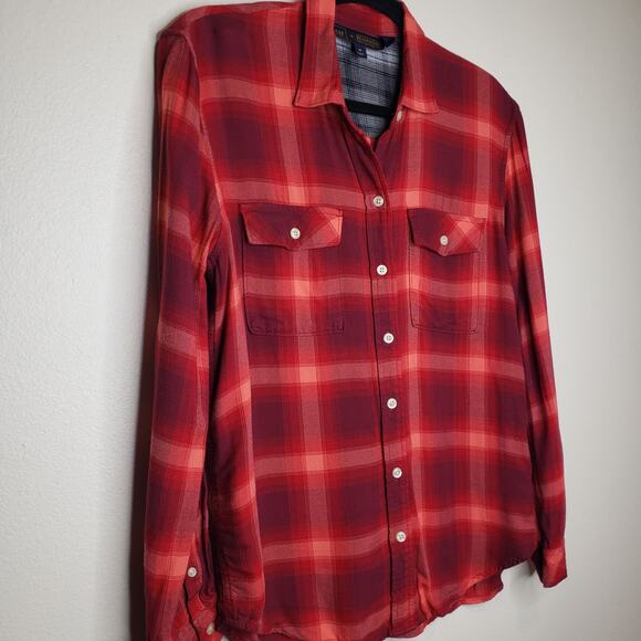 Gap x Pendleton| Red Orange Plaid button down shirt in size Medium - Picture 3 of 8